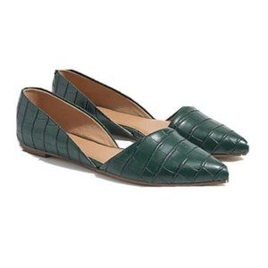 LKNW flawless j crew leather zoe crocodile-embossed d’Orsay flats 7 M